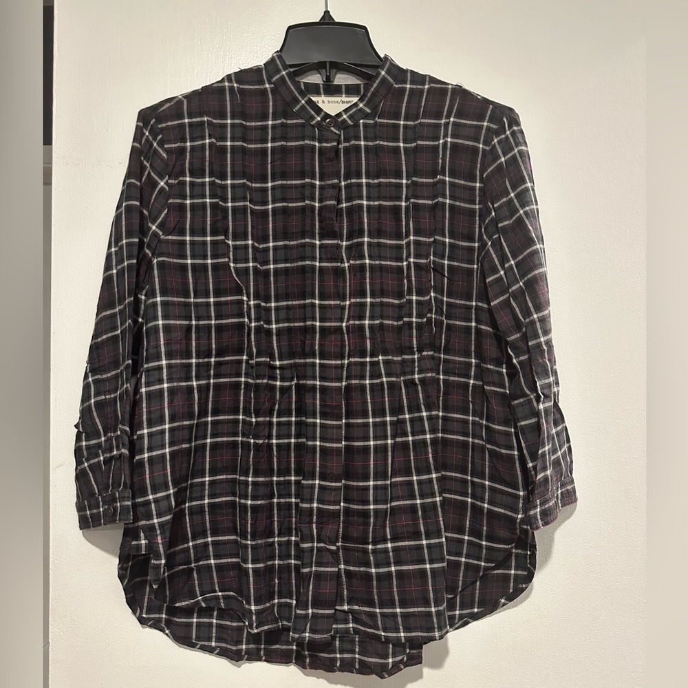 rag & bone  PLAID COTTON BLEND BUTTON UP LIGHTWT SHIRT 🌸